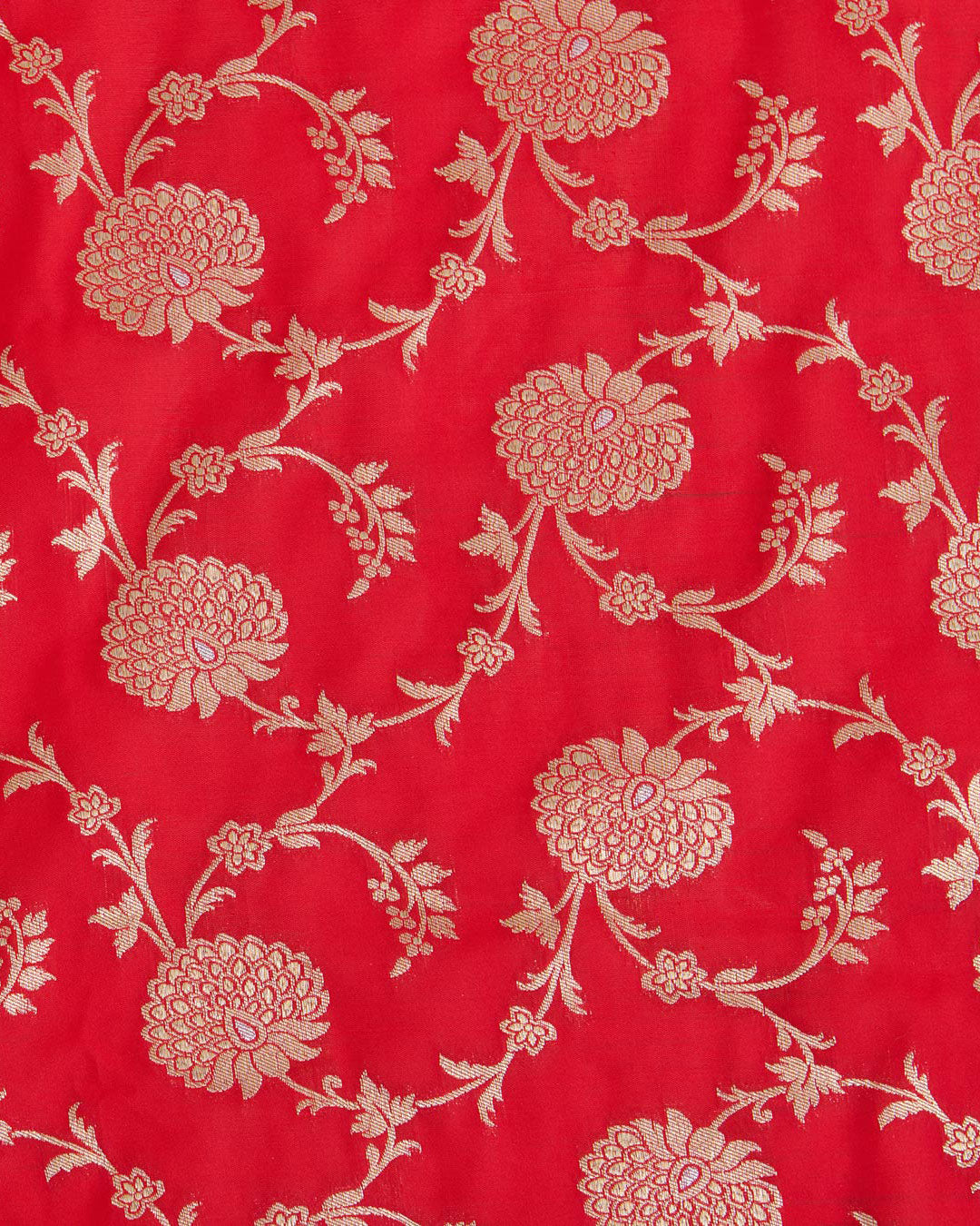 Red Brocade Gold Jaal Mina Fabric