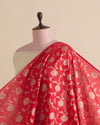 Red Brocade Gold Jaal Mina Fabric