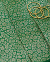 Bottle Green Brocade Fabric with Antique Zari Jaal & Minakari Weave