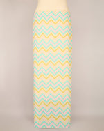 Aqua Mustard Cotton Zig Zag Printed Fabric