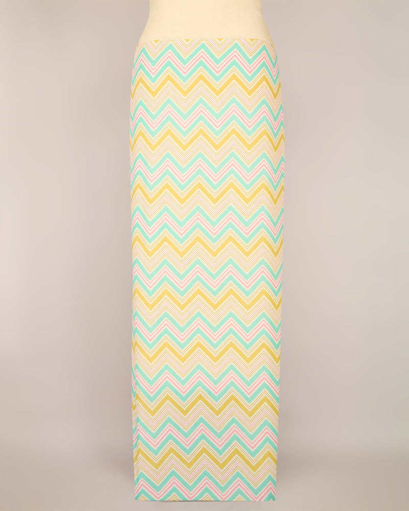 Aqua Mustard Cotton Jaipuri Block Stripes & Buta Fabric