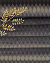 Black Cotton Silk Ikat Geometric Fabric