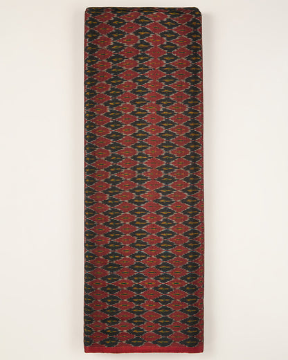 Cotton Silk Ikat Handcrafted Fabric in Red & Black