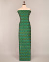 Bottle Green Cotton Silk Ikat Fabric with Traditional Handwoven Pattern