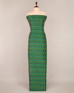 Bottle Green Cotton Silk Ikat Fabric with Traditional Handwoven Pattern