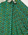 Bottle Green Cotton Silk Ikat Fabric