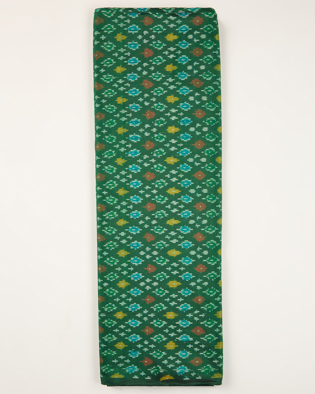 Bottle Green Cotton Silk Ikat Fabric