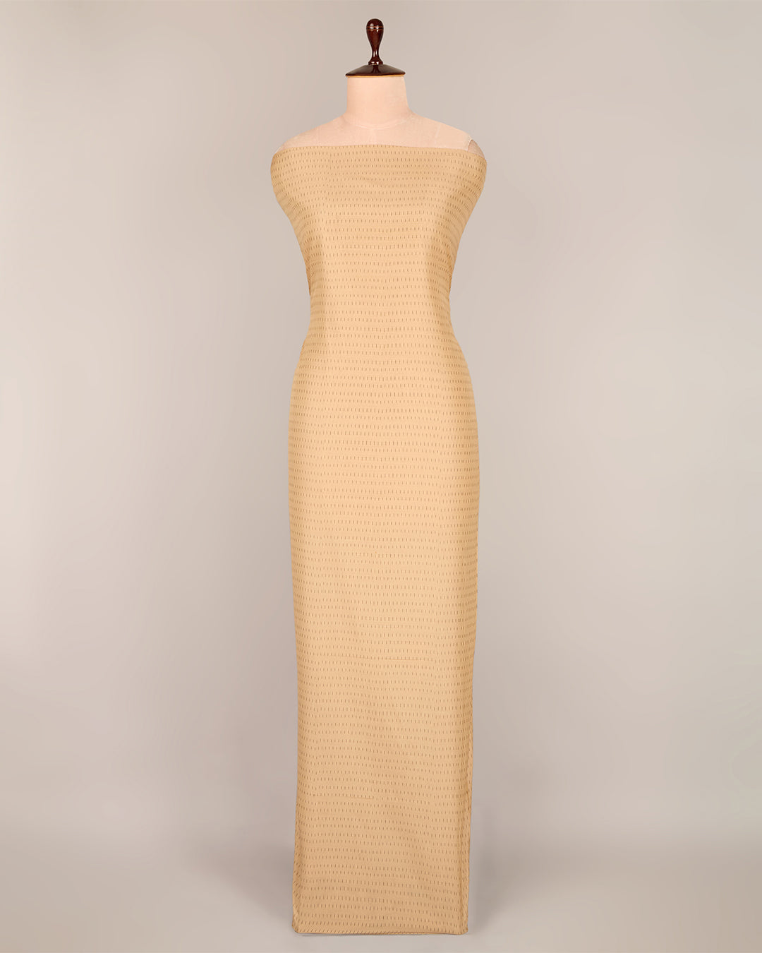 Beige Gold Cotton Silk Ikat Handcrafted Fabric