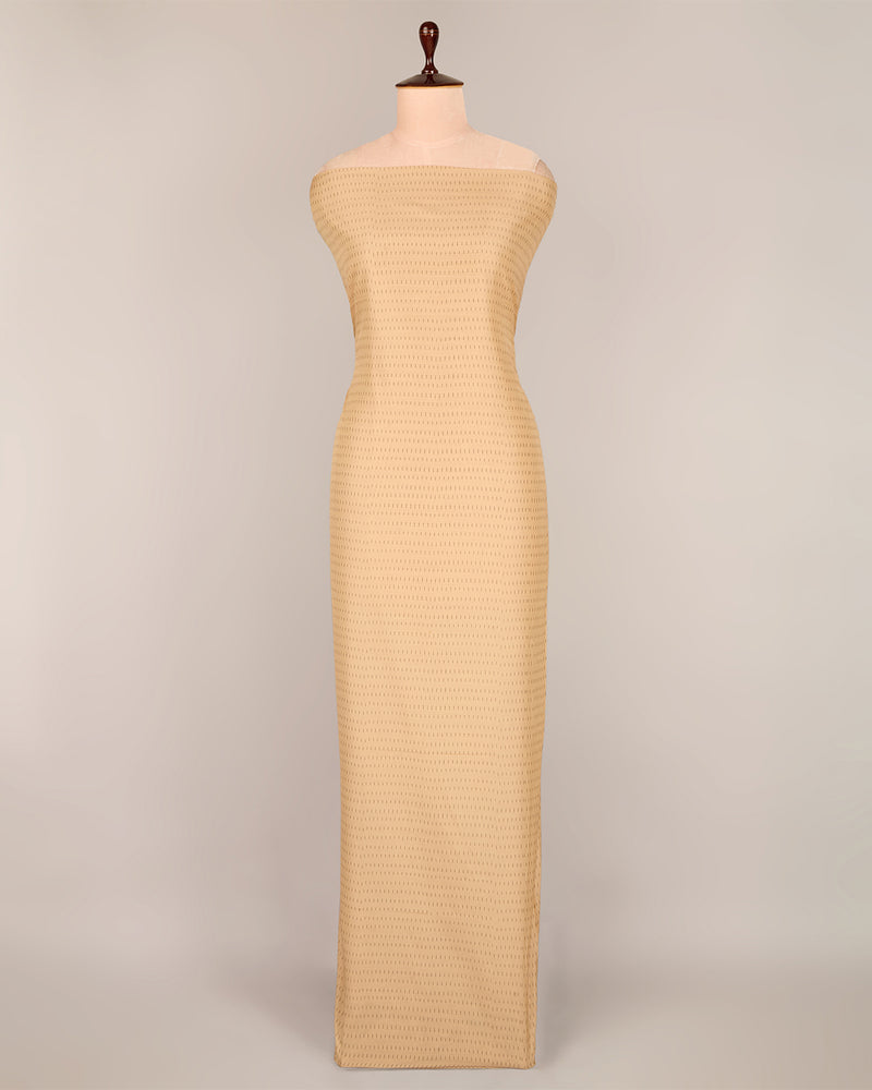 Beige Gold Cotton Silk Ikat Handcrafted Fabric