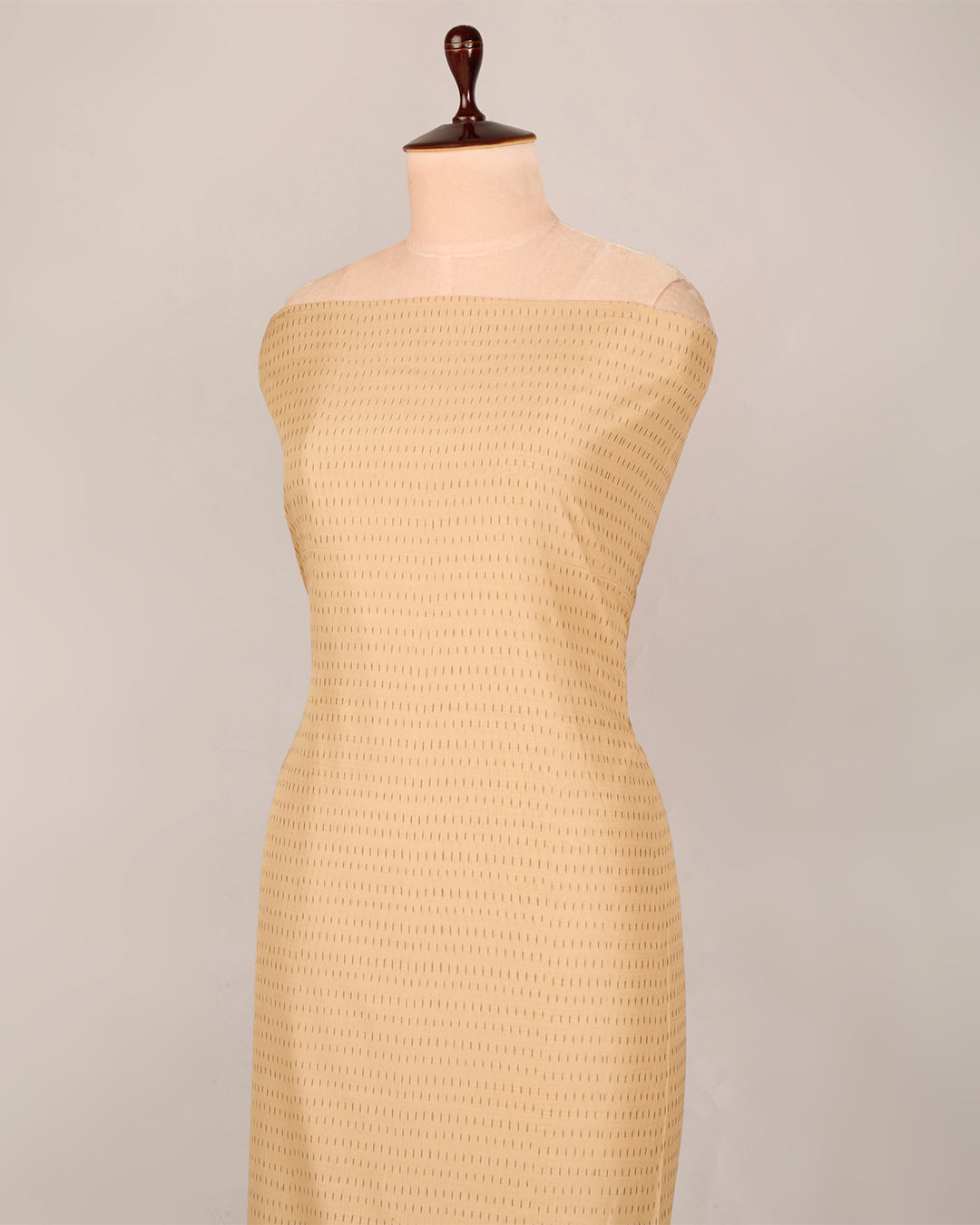 Beige Gold Cotton Silk Ikat Handcrafted Fabric