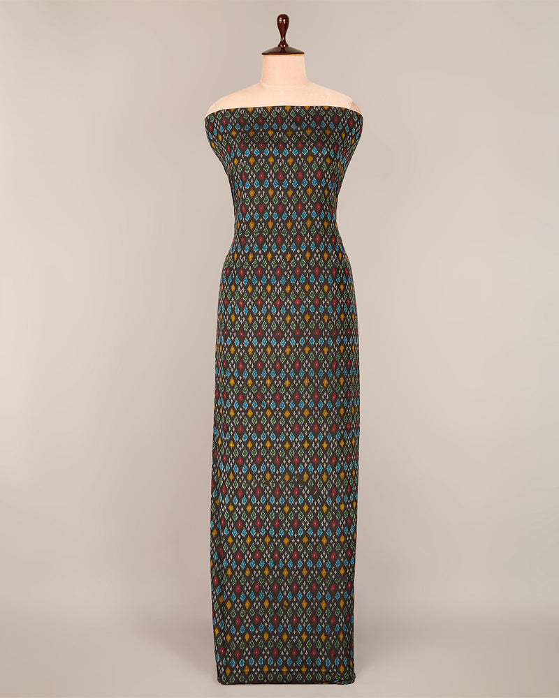 Brown Cotton Silk Ikat Handcrafted Fabric