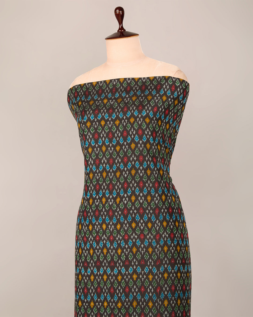 Brown Cotton Silk Ikat Handcrafted Fabric