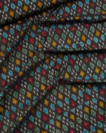 Black Cotton Silk Ikat Handcrafted Fabric