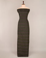Black Cotton Silk Ikat Fabric with striking contrast weave