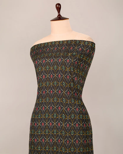 Black Cotton Silk Ikat Fabric