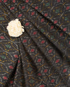 Dark Grey Cotton Silk Ikat Handcrafted Fabric