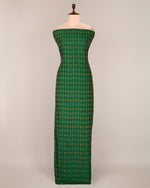 Bottle Green Cotton Silk Ikat Fabric - Deep Rich Tone