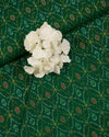 Bottle Green Cotton Silk Ikat Fabric
