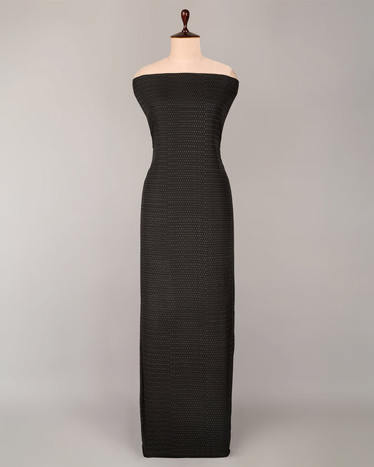 Black Cotton Silk Ikat Fabric with Traditional Handwoven Pattern