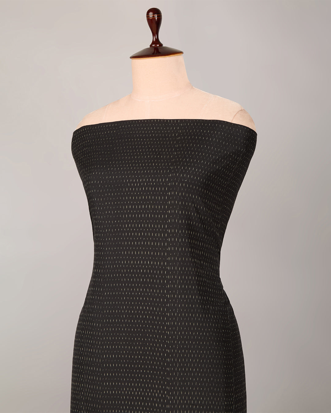 Black Cotton Silk Ikat Fabric