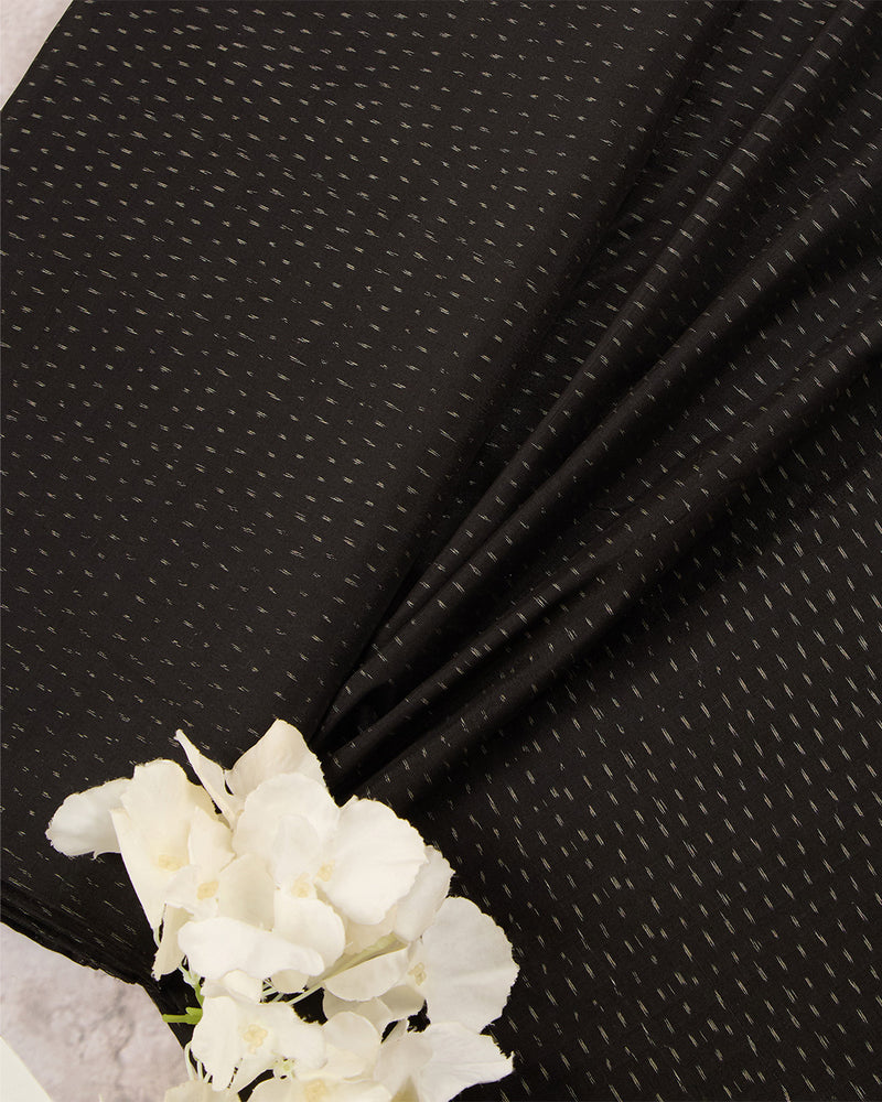 Black Cotton Silk Ikat Fabric