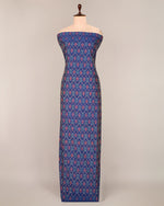 Cotton Silk Ikat Fabric in Blue – Handwoven Textile for Ethnic and Modern Wear