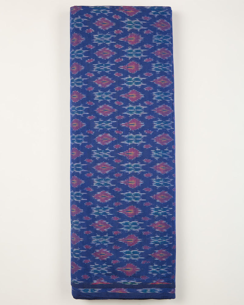 Blue Cotton Silk Ikat Fabric