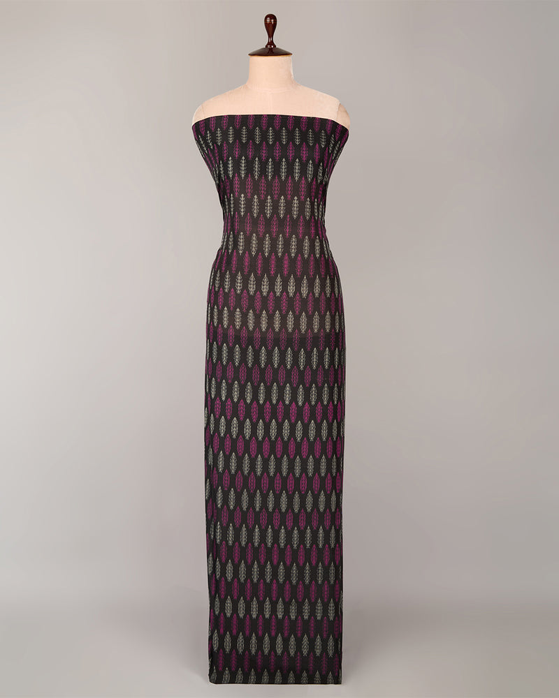 Black & Pink Cotton Silk Ikat Handcrafted Fabric