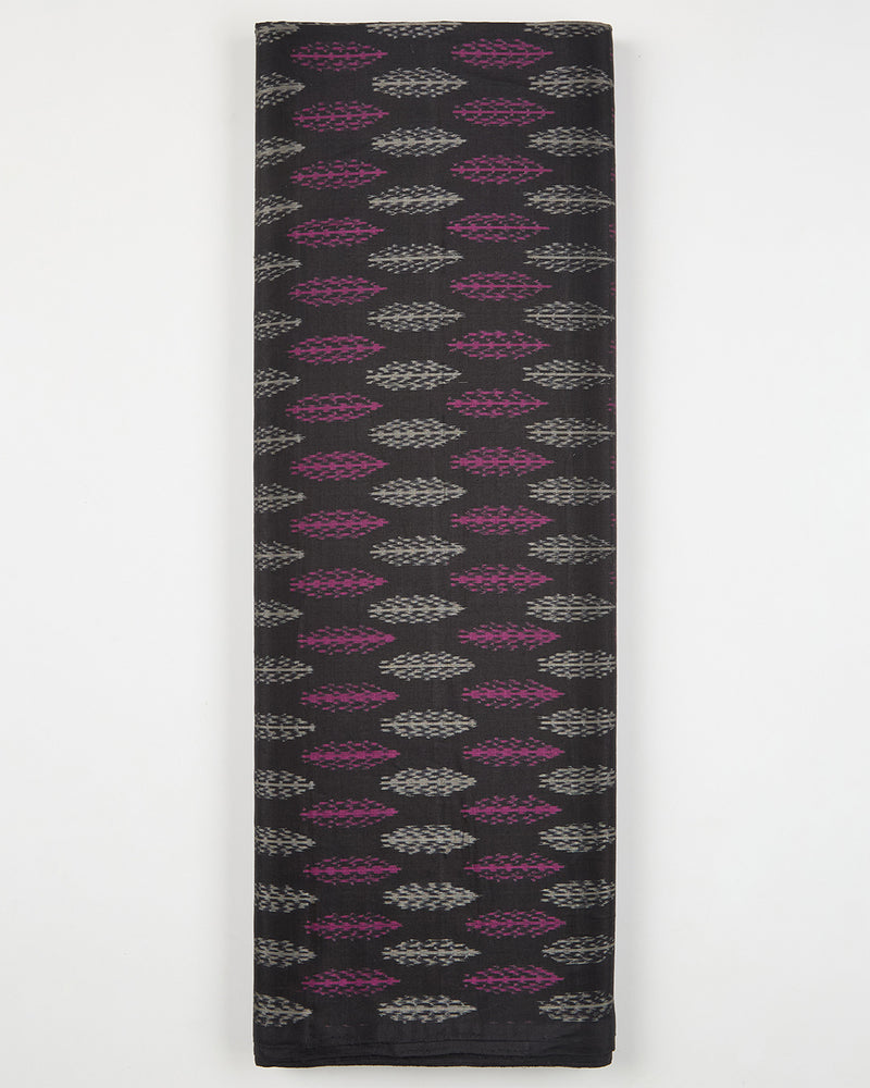 Black & Pink Cotton Silk Ikat Handcrafted Fabric
