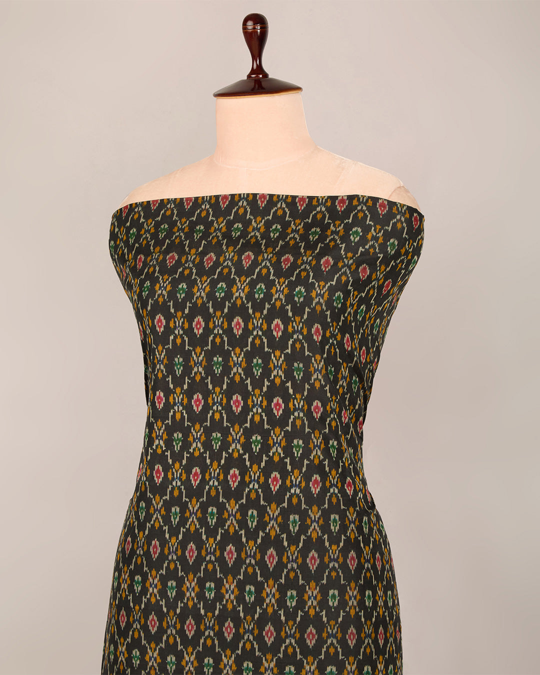 Grey Cotton Silk Ikat Handcrafted Fabric