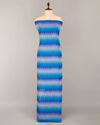 Blue Cotton Silk Ikat Geometric Fabric