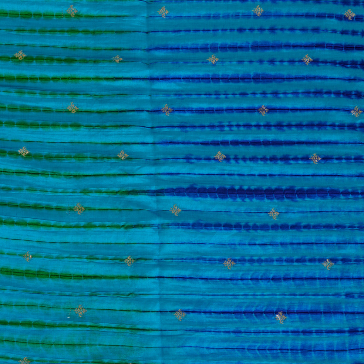 Blue Green Chiniya Tie & Dye Butta Woven Fabric