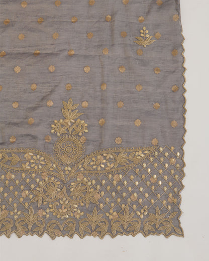 Blue Chanderi Tissue Dupatta with Gold Woven Buti & Gota Marodi Pallu