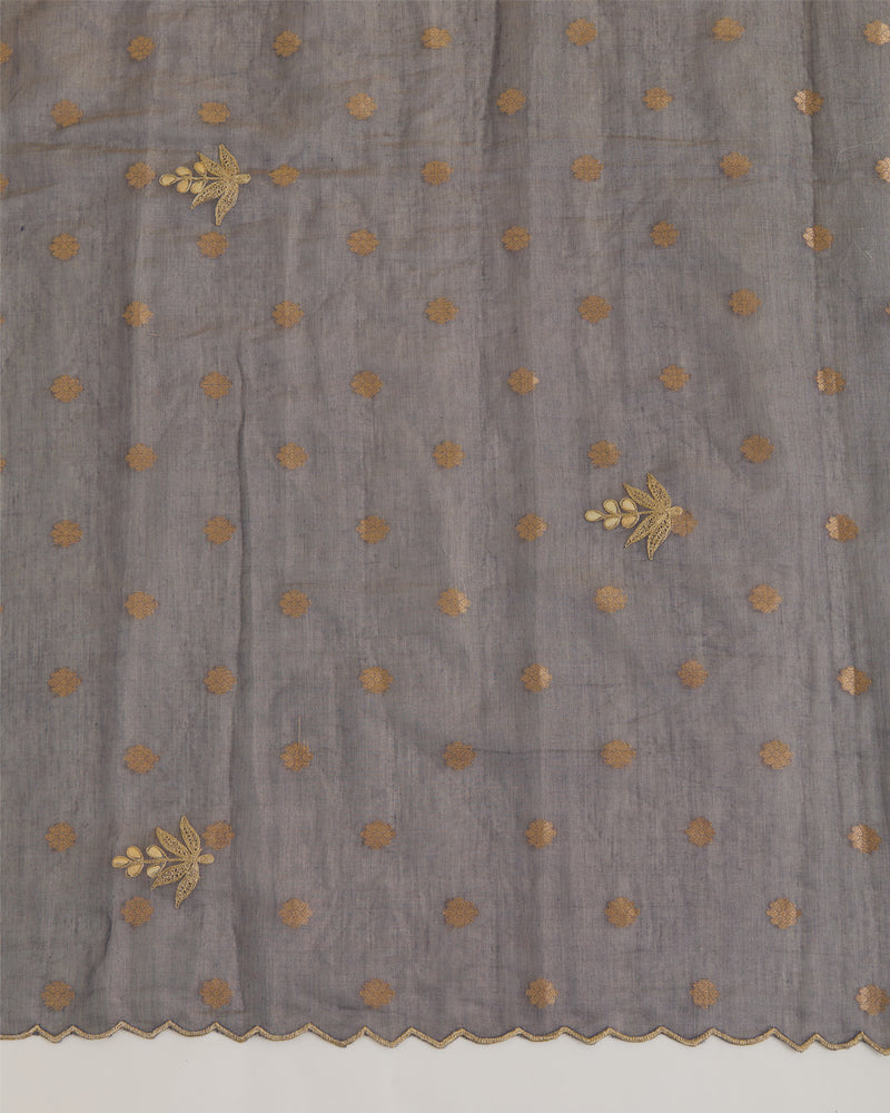 Blue Chanderi Tissue Dupatta with Gold Woven Buti & Gota Marodi Pallu