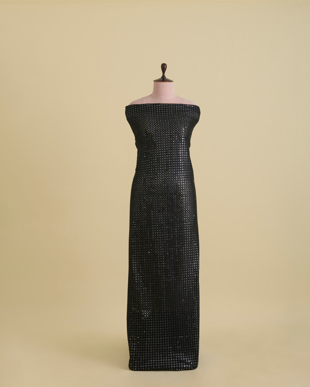 Black Cross Sequins & Cut-Work Fabric