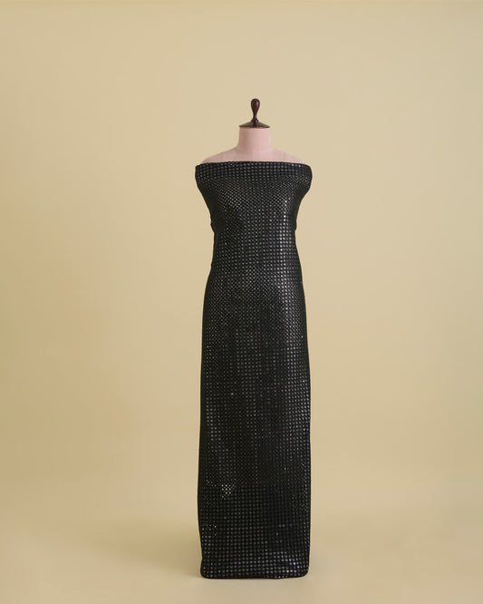 Black Cross Sequins & Cut-Work Fabric