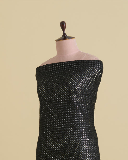 Black Cross Sequins & Cut-Work Fabric