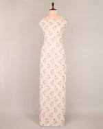 Cream & Purple Cotton Jaipuri Block Buta Printed Fabric