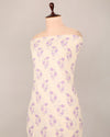 Cream & Purple Cotton Jaipuri Block Buta Printed Fabric