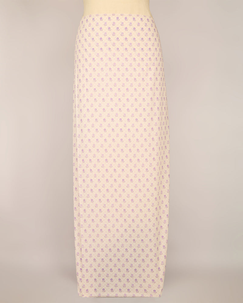 Cream & Purple Cotton Jaipuri Block Buta Printed Fabric