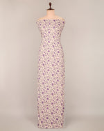 Cream & Purple Cotton Jaipuri Block Stripes Jaal Printed Fabric