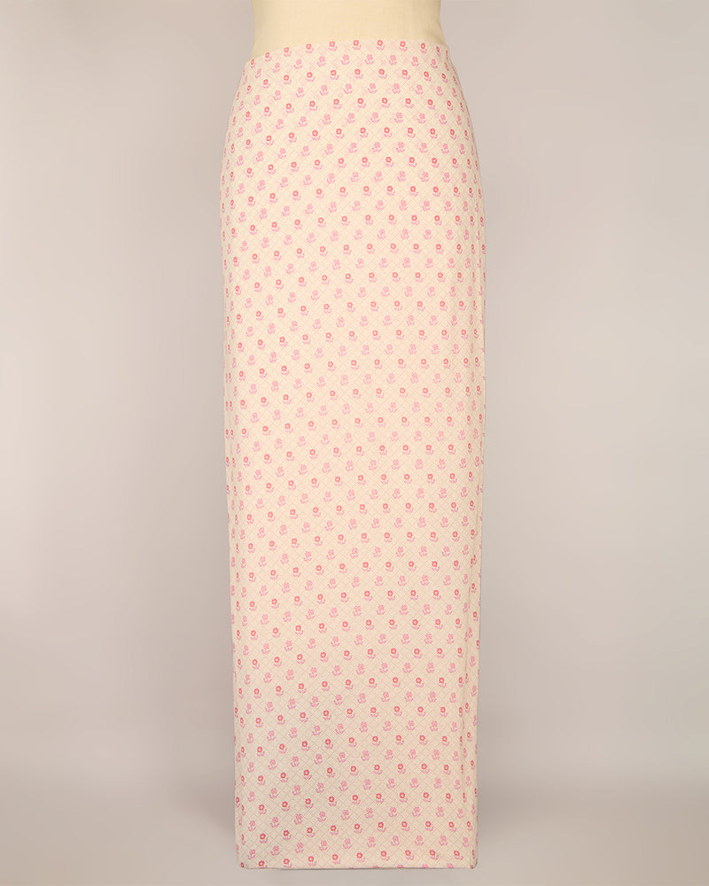 Cream Pink Cotton Jaipur Printed Fabric