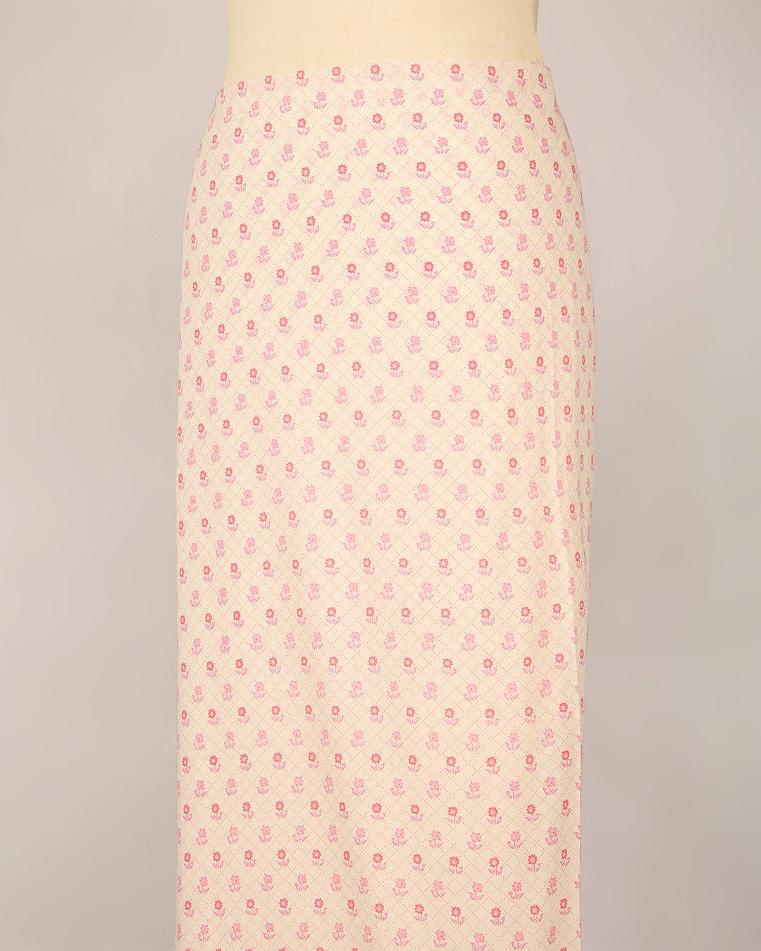 Cream Pink Cotton Jaipur Printed Fabric