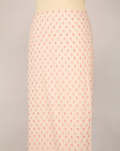 Cream Pink Cotton Jaipur Printed Fabric