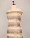 Cream Grey Cotton Silk Ikat Geometric Fabric