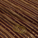 Coffee Brown Chanderi Zari Stripes Badla Gota Triangle Fabric