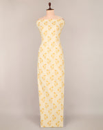 Cream and Yellow Cotton Jaipur Block Buta Printed Fabric