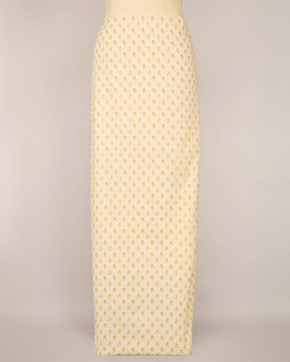 Cream Yellow Cotton Jaipur Block Buta Printed Fabric