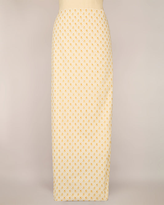 Cream Yellow Cotton Jaipur Printed Fabric