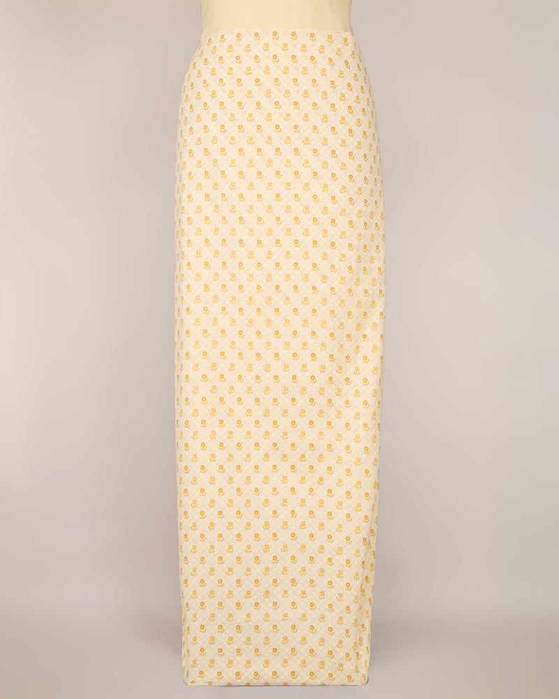 Cream Yellow Cotton Jaipur Printed Fabric